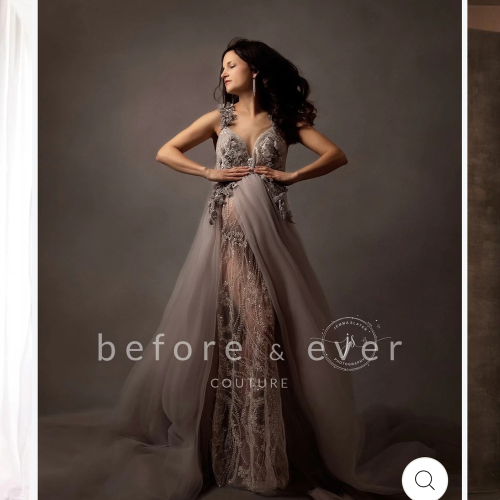 Elegant Gray Lace Gown
